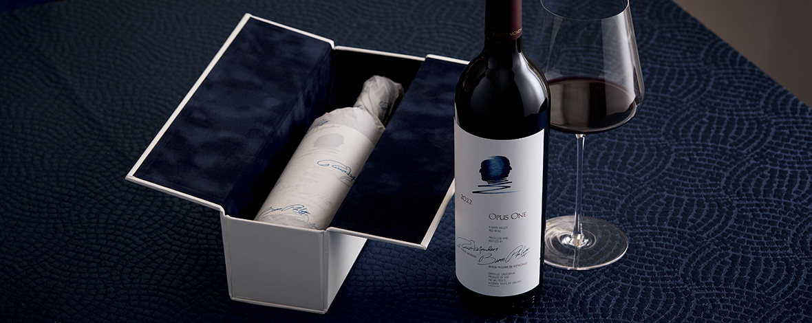 Opus One 2022 in a gift box lined with blue velvet