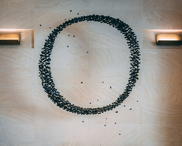“An Aggregation” by Seon-Ghi Bahk (born 1966, Seoul, South Korea) - a hanging sculpture commissioned by Opus One, suspended in the foyer of the Estate in Oakville.